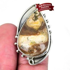Ocean Jasper Gemstone 925 Solid Silver Artisan Birthday Wife Cluster Ring Size 8