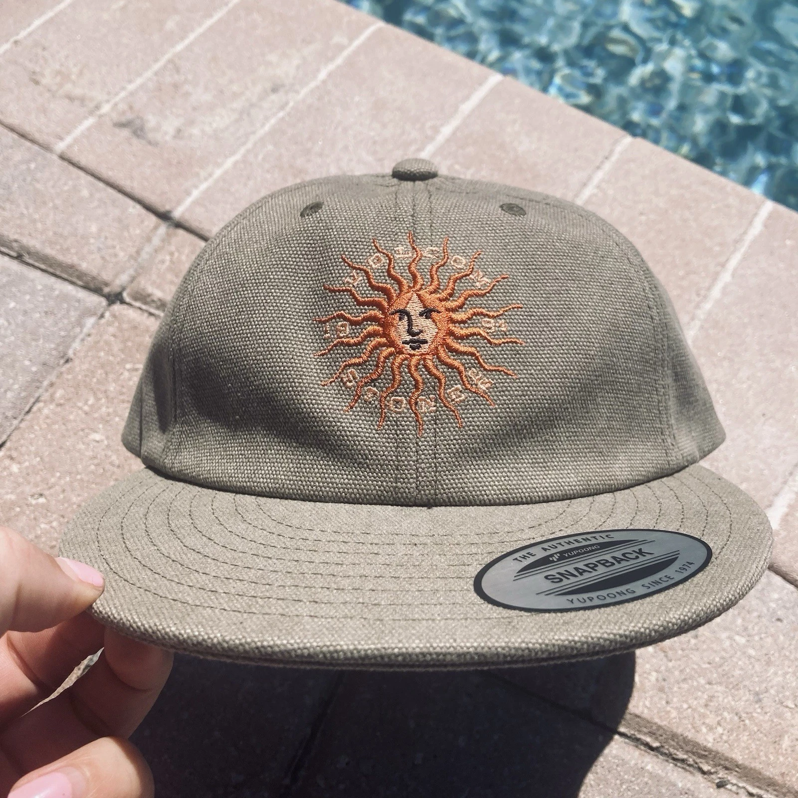 Volcom Stone Sun Logo Brown Tan Canvas Adjustable Snapback Hat Cap