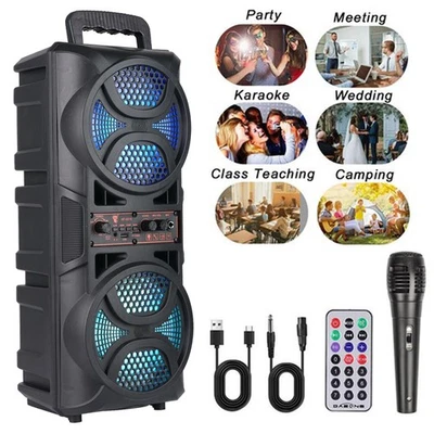 SUMMER_HOME Portable Bluetooth Speaker Sub woofer Heavy Bass Sound System Party+Remote