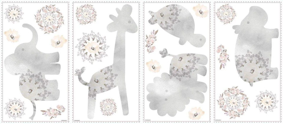 Calcomanías de pared RoomMates RMK3319SCS Kathy Davis grises animales bebés pelar y pegar Foto 2 de 2