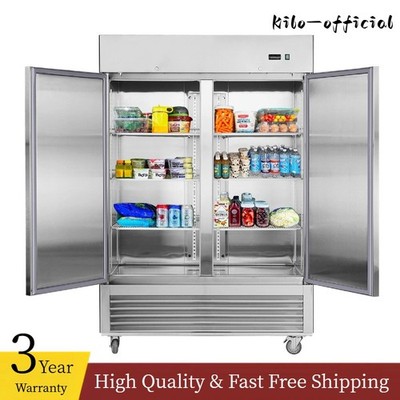 54''W Commercial Reach-in Refrigerator 2-Section 42Cu.ft Cooling Refrigerator
