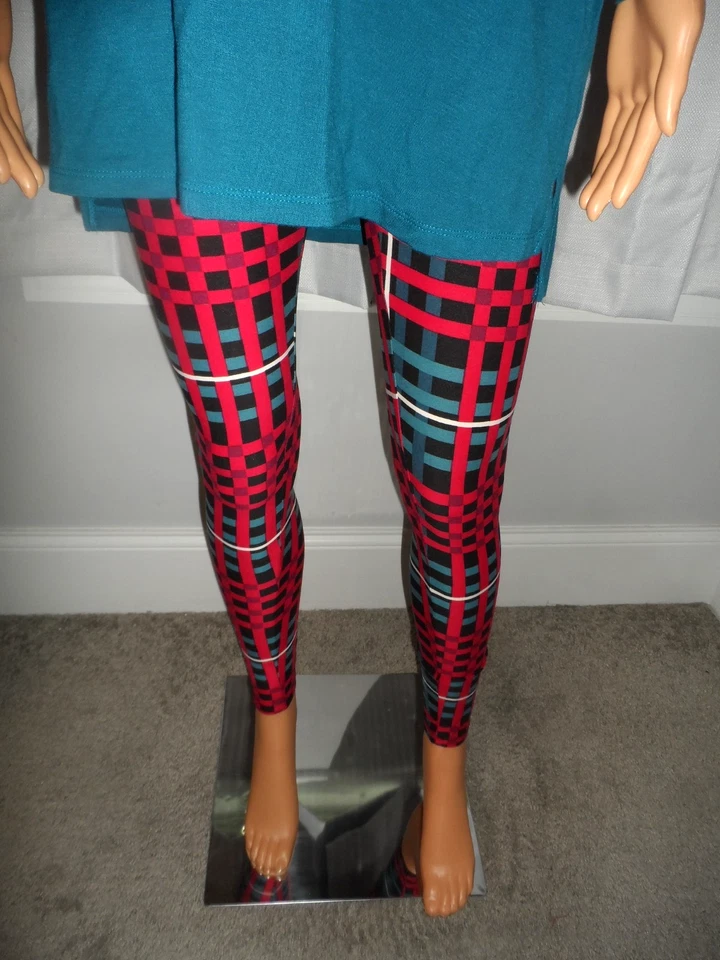 Gran LuLaRoe Talla Única Frambuesa Verde azulado Cuadros Pull On Leggings Mujer Nuevo Sin Etiquetas Foto 2 de 4