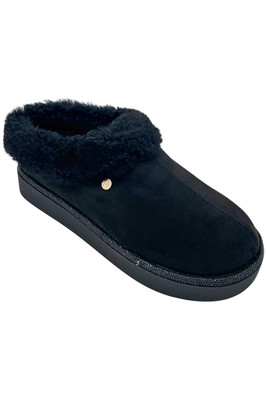 Clean Boss Women's Joy Glamorous Cozy Slippers  Black