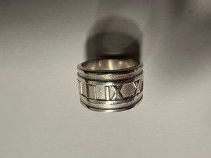 Authentic Tiffany & Co Atlas Ring Classic Roman Wide Band Silver 925 Vintage