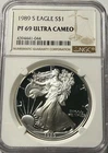 1989-S American Silver Eagle -  beautiful near perfect NGC PF69 Ultra Cameo