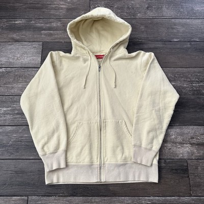 AUTHENTIC SUPREME LIGHT YELLOW FULL ZIP HEAVYWEIGHT HOODIE SWEATSHIRT SZ L