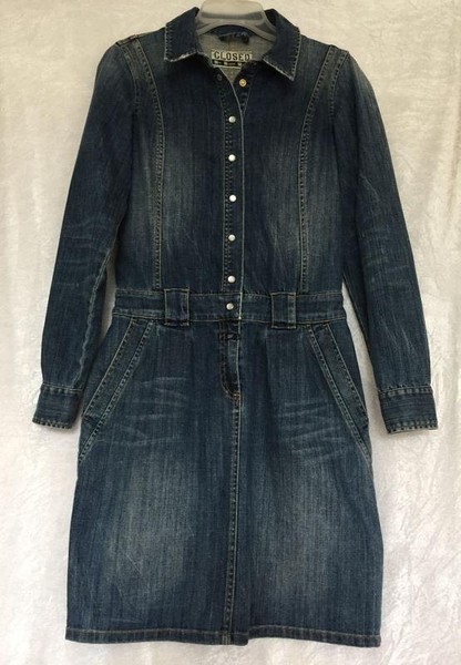 Women Closed Dress Blue Denim 34 / XS / 42