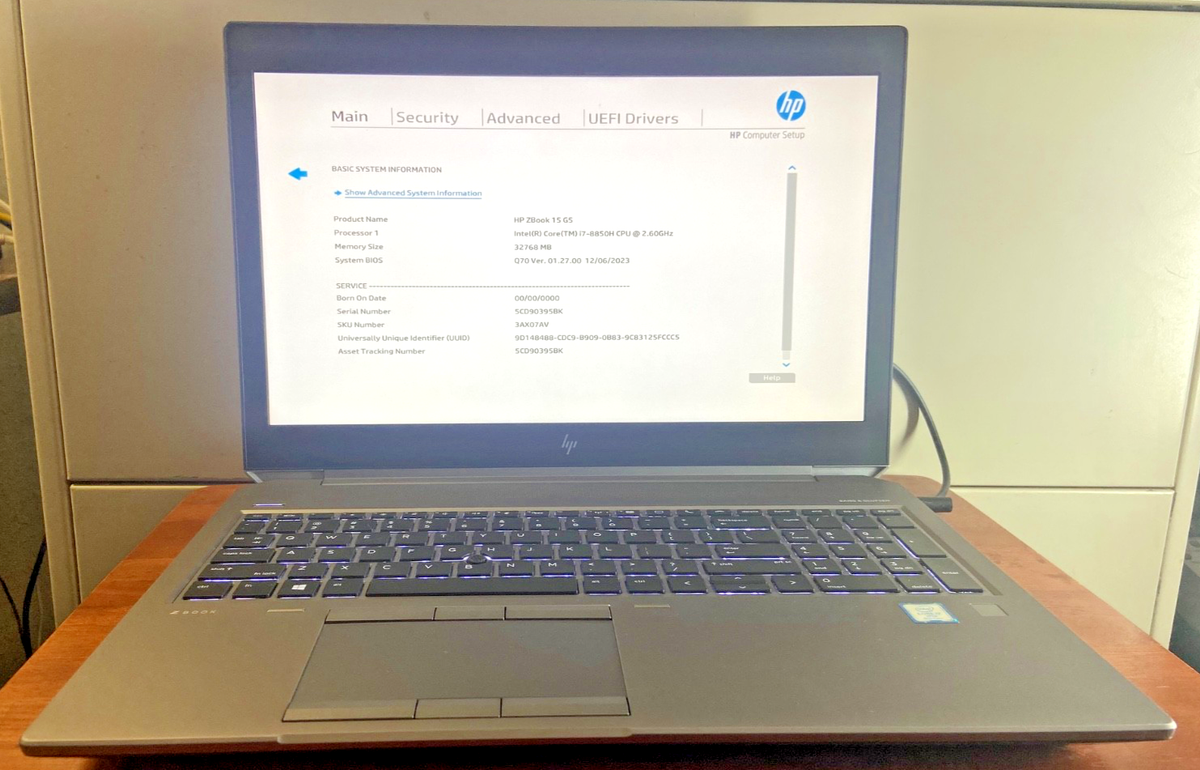 HP ZBook 15 G5 Intel Core i7-8850H CPU @ 2.60GHz 32GB RAM No SDD