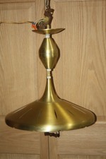 Vintage Mcm Atomic Pull Down Retractable Pendant Light Fixture - Saucer