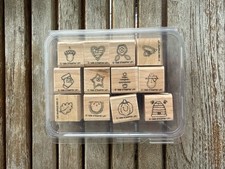 Stampin' Up LITTLE SOMETHINGS Stamp Set Of 12 Retired 1998 Rubber Stamps W case