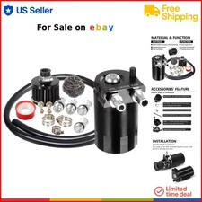 Universal Aluminum Oil Catch Can Dual Cylinder Vented Separator Reservoir Kit
