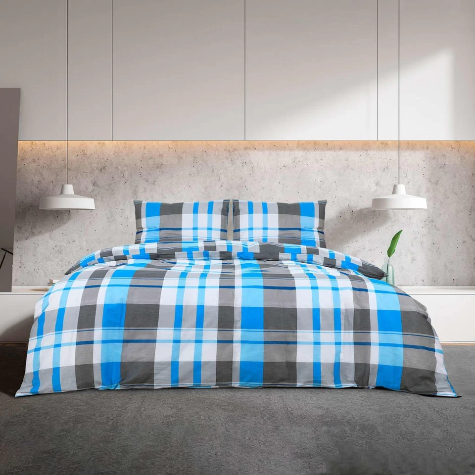 Blue & Grey 100% Cotton Duvet Cover Set 135x200 cm + 80x80 cm, Soft & Durable - Image 3 of 4