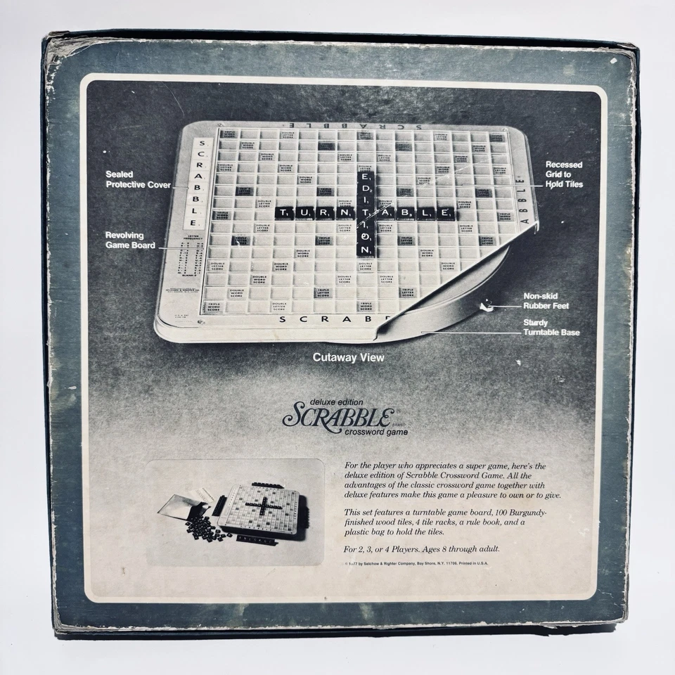 Vintage 1977 Scrabble Deluxe Edition Crossword Game Turntable Base Complete - Image 2 of 4