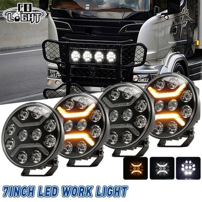 4x LED Fernscheinwerfer Zusatzscheinwerfer DRL E9 für MAN DAF Volvo LKW 12V 24V