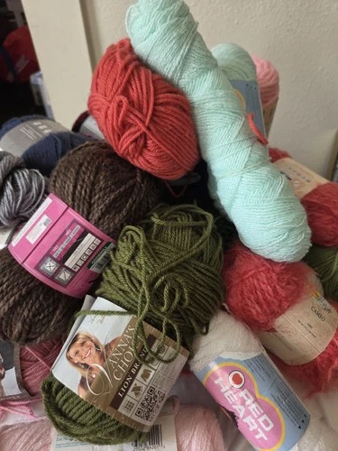 Huge 20+ Skein Yarn Destash Lot Mixed Brands Hobby Lobby Lion Brand Acrylic - product listing photo