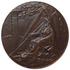 Freemasonry Bronze Medal Dolf Ledel Les Acacias Belgium Masonic Lodge 40mm