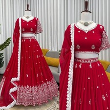 Heavy Faux Georgette Lengha Skirt Set 9mm Sequin Thread Work Full Flair Wedding
