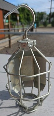 Vintage Industrial Steampunk Factory Work Lamp Metal Cage For Hanging Light