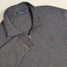 Polo Ralph Lauren Men  s Sweater XL Gray 1/4 Zip Knit Pullover Acrylic Blend
