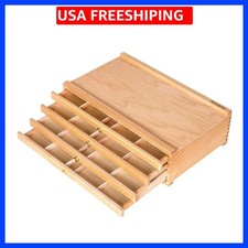 4-Drawer Artist Supply Storage Box - Portable Foldable Multi-Function Beech W...