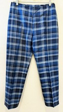 Vintage Y2K Ralph Lauren 100 Silk Blue Plaid Tapered Preppy Pants sz. 8 M Women