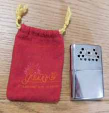 Vintage JON-e HAND WARMER - Silver Metal - Standard Size 3.5" x 2.25" BUY IT NOW