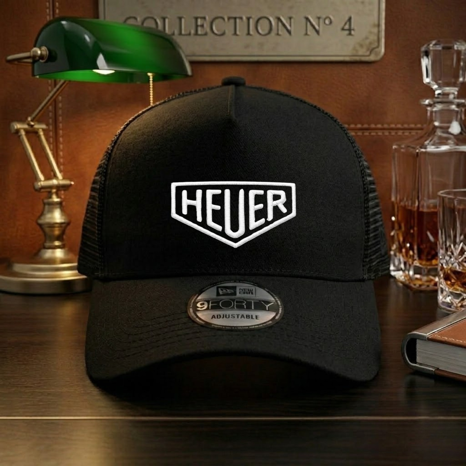 TAG Heuer Watch Enthusiast Embroidered Trucker Hat Black Mesh Snapback Cap