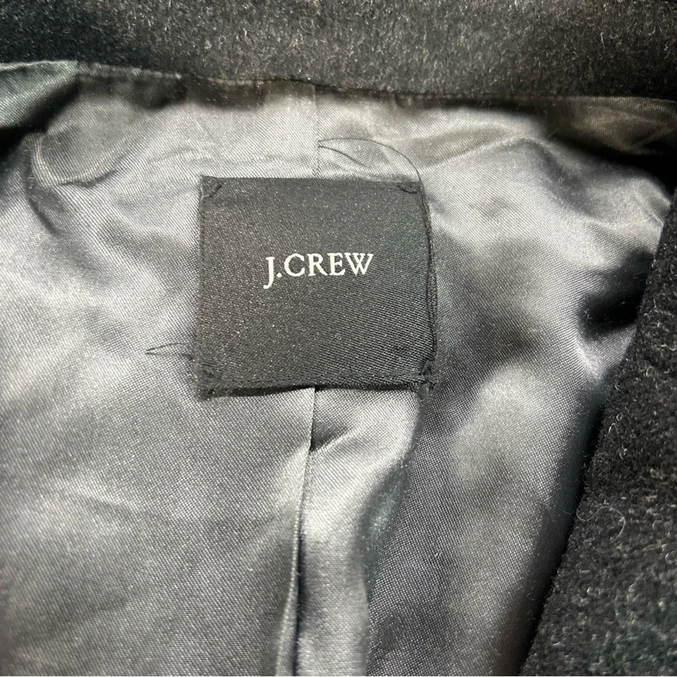J. Crew Topcoat Mens Medium Black Wool Overcoat Trench Business Casual Pea - Image 3 of 4