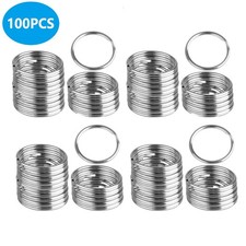 100pcs Iron Metal Split Key Ring Keychain Jump Rings Round Wire Keyfob 25mm DIY