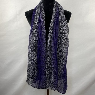 Miley Cyrus & Max Azria Hannah Montana Purple Leopard Print Scarf 64 X 23 