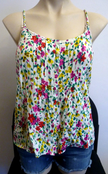 TWENTYONE LADIES SPAGHETTI STRAP CAMI TOP WITH BUTTON FRONT -SIZE M/10 -LIKE NEW