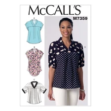 Patterns M7359 Misses' V-Neck Dolman Sleeve Tops ZZ L-XL-XXL Sewing