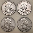 (4) Franklin Half Dollars 90% Silver 49p 51d 60d 62d Free Shipping