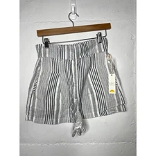 NEW C&C California Linen Striped Shorts Size 2 Navy White