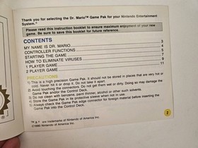 Dr. Mario Nintendo NES Instruction Manual Booklet 