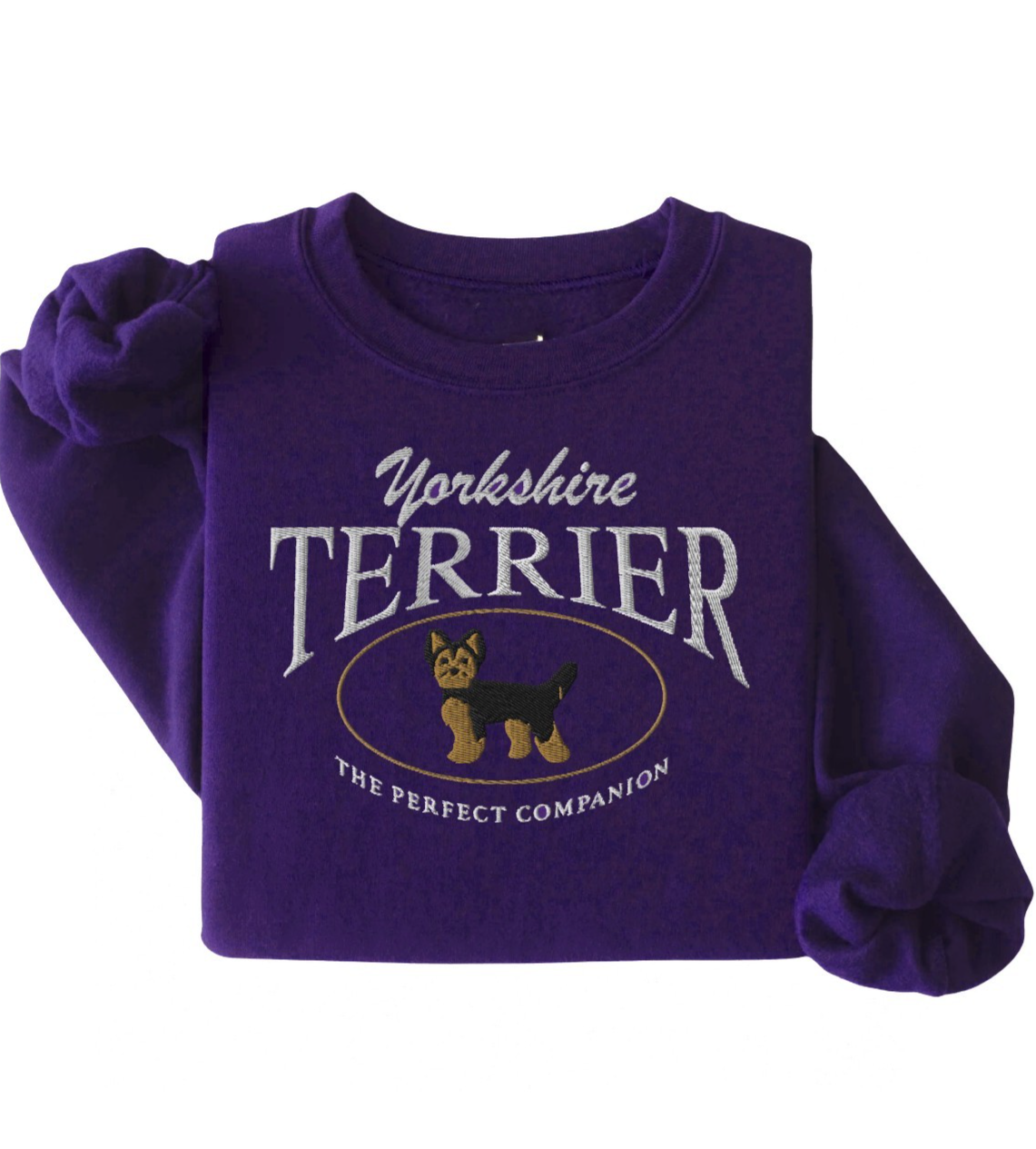 Embroidered Yorkie Yorkshire Terrier Crewneck Sweatshirt, Vintage Style Sweater