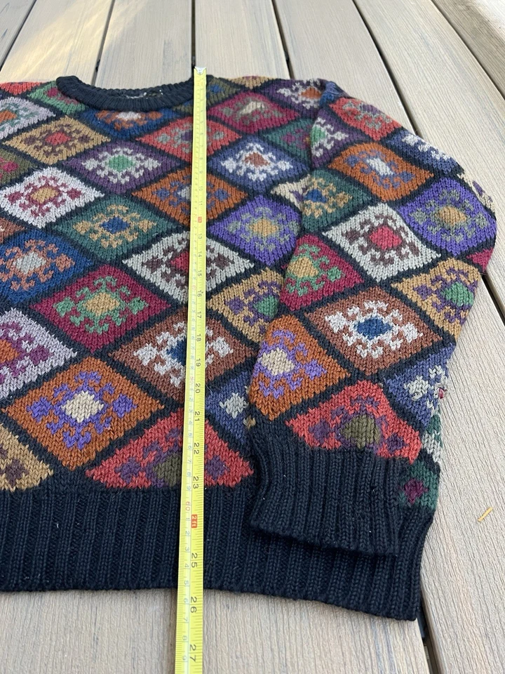 Vintage Peruvian Connection Geometric Graphic Colorful Alpaca Wool Sweater Large - Image 3 of 4