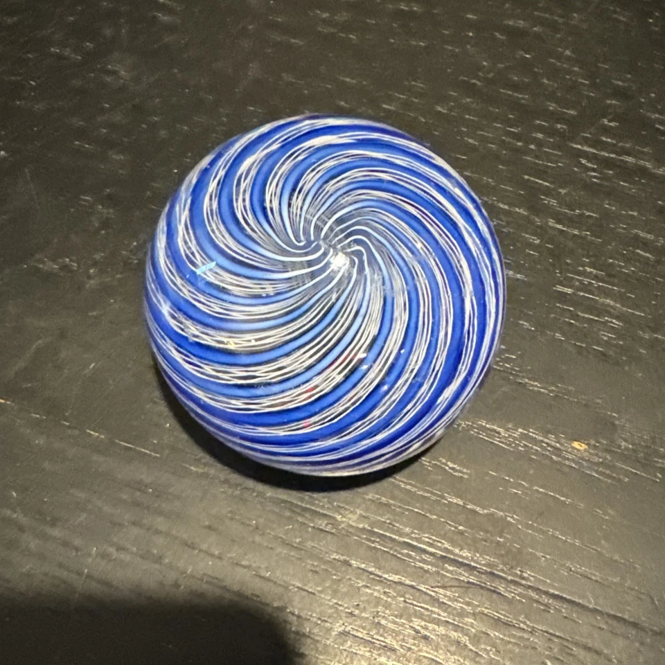 "Pisapapeles de cristal de Murano genuino azul blanco remolino Vetro Artistico 042 etiqueta 2""" Foto 2 de 4