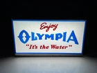 VTG 1950s Enjoy OLYMPIA BEER Lighted Bar Sign It's The Water Acrylic Embossed 3D