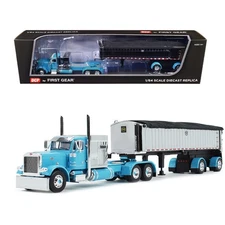 First Gear Peterbilt 379, Cyan Blue/Chrome, 12" L