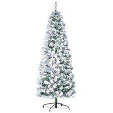 6ft Prelit Snow Flocked Frosted Christmas Tree Light Indoor Home XMAS Decoration