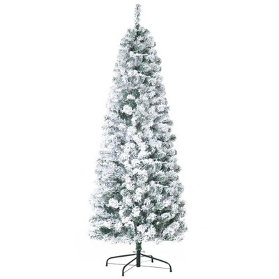 6ft Prelit Snow Flocked Frosted Christmas Tree Light Indoor Home XMAS Decoration