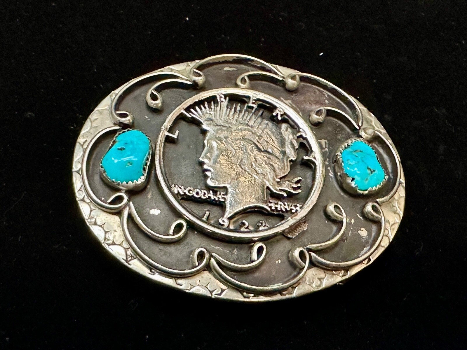 1924 liberty faux coin collectors western turquoise a… Gem