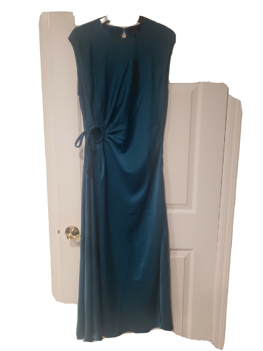 NWT House of Harlow 1960 Satin Slip Maxi Emerald Dress Sz XS
