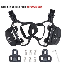 Road Bike Self-locking Pedals Cycling Bearing Cleats Clipless with Locking Plate
