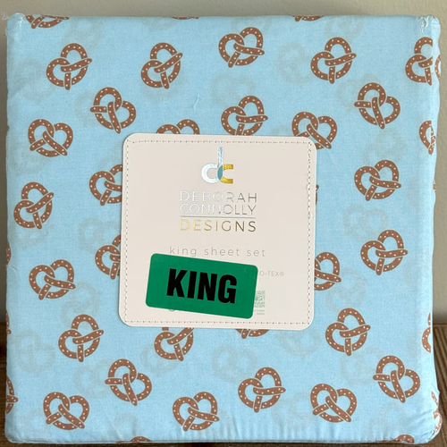 KING 4 Piece Sheet Set PRETZEL PRINT from Deborah Connolly Designs BRAND NEW