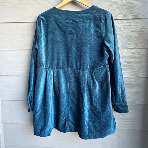 Soft Surroundings Fiona Top Womens Size M Blue Babydoll Velvet Swing Coat Tunic - Picture 12 of 12