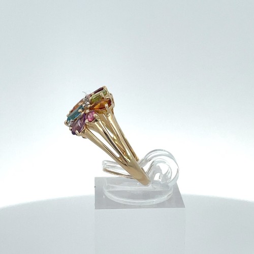 14K Gelbgold Streuring Multi Edelstein - Bild 7 von 7