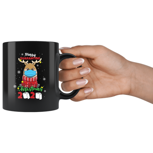Weihnachten Lustige Tasse 2020 Rentier Quarantäne Maske Gesicht Pandemiejahr Kaffeetasse - Bild 2 von 5