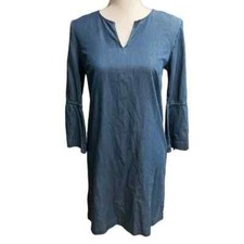 Ann Taylor Chambray Denim Bell Sleeve Dress, 100% Cotton, Size 0